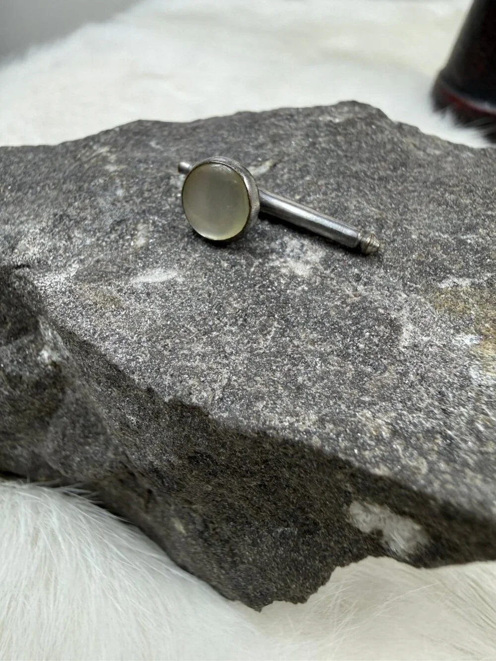 Single Mother of Pearl MOP Silver Tone Shirt Button Stud